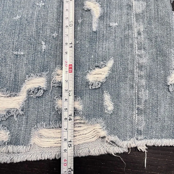 Flying Monkey‎ Women’s Heavily Distressed Mini Denim Skirt Blue Cotton Size 28 - Picture 11 of 11